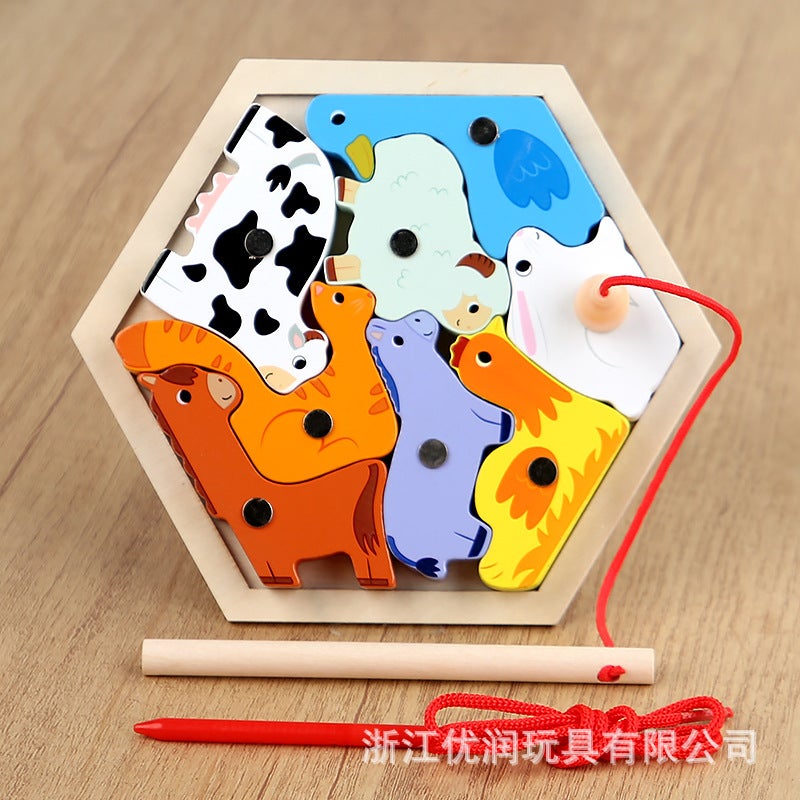 Wooden Puzzle Toy For Kidsren 3-6 Years Old Hand-Eye Coordination Exercise Kindergarten Early Education Small Class Puzzle Shape Matching - Image 1